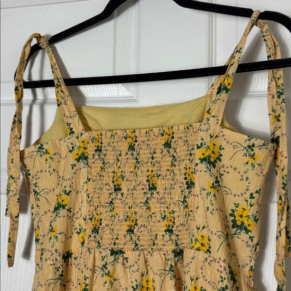 Revolve PAIGE Tamika Dress Butter Yellow Floral Midi Dress Size Medium tie strap - Picture 11 of 15